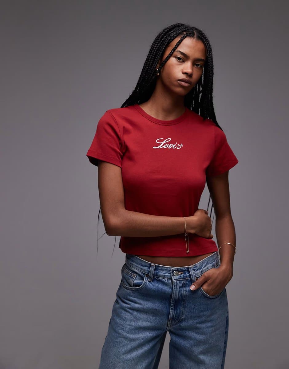 ASOS Levi's Rickie embellished small logo t-shirt in red