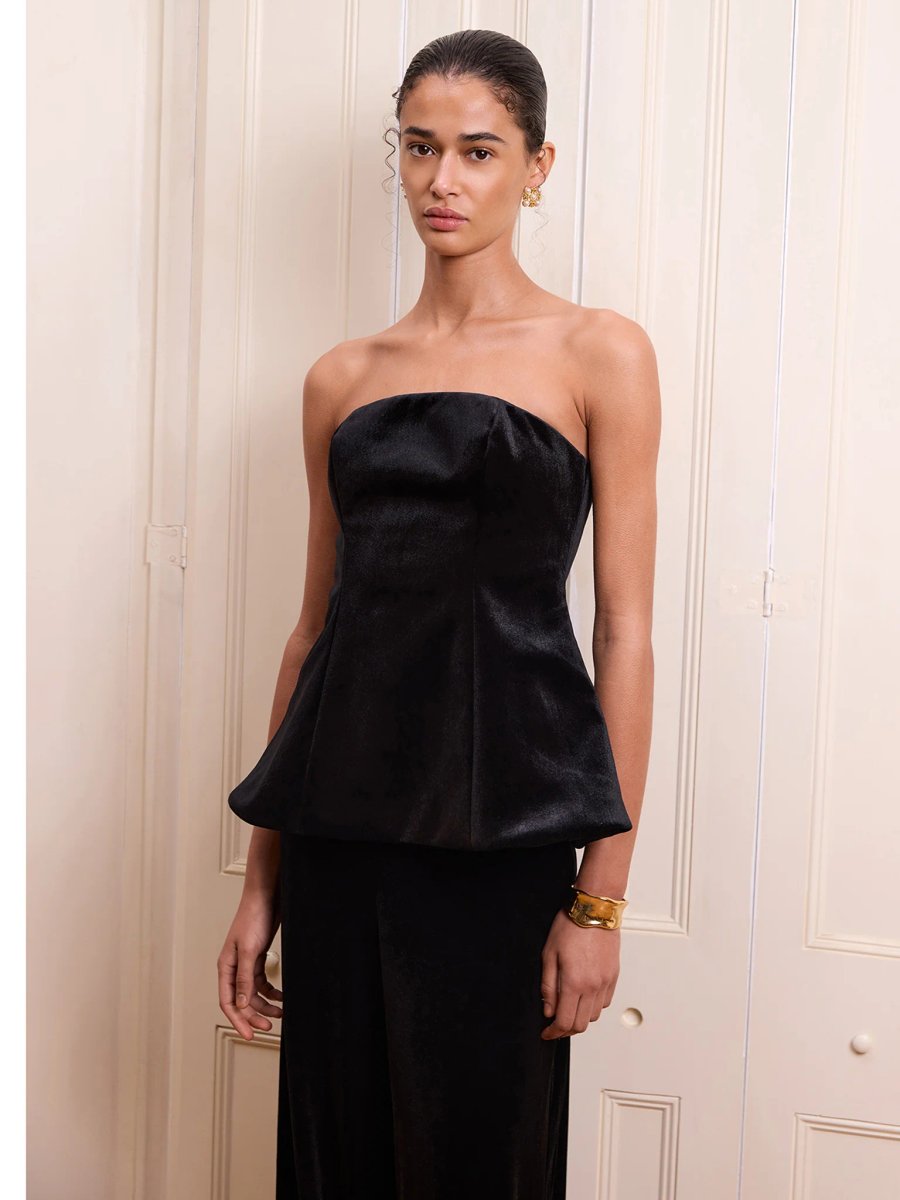 OMNES Etta Velvet Top in Black - 2