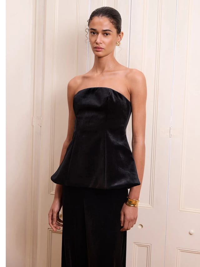 OMNES Etta Velvet Top in Black - 2