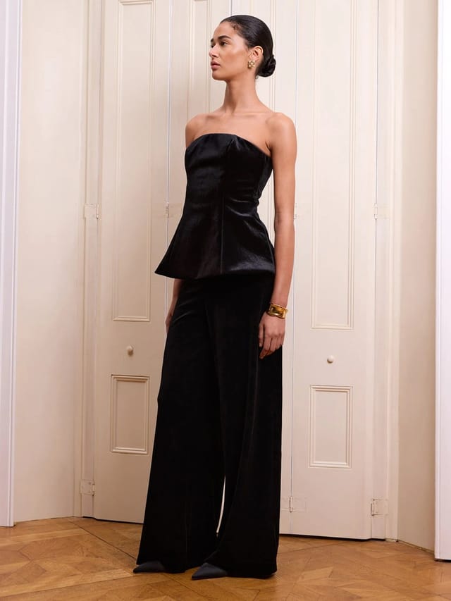 OMNES Etta Velvet Top in Black - 3