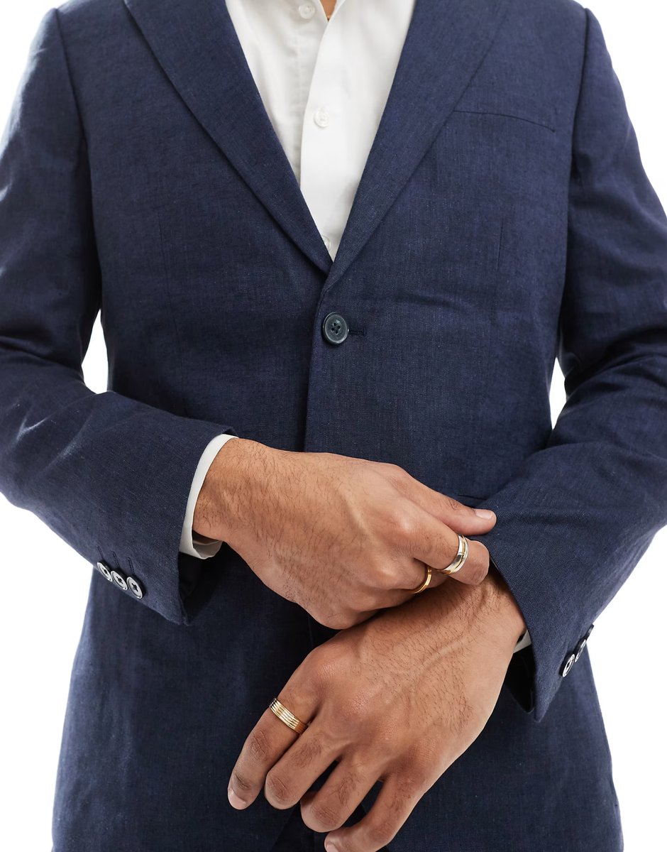 ASOS Jack & Jones Premium linen mix slim fit blazer in navy - 2