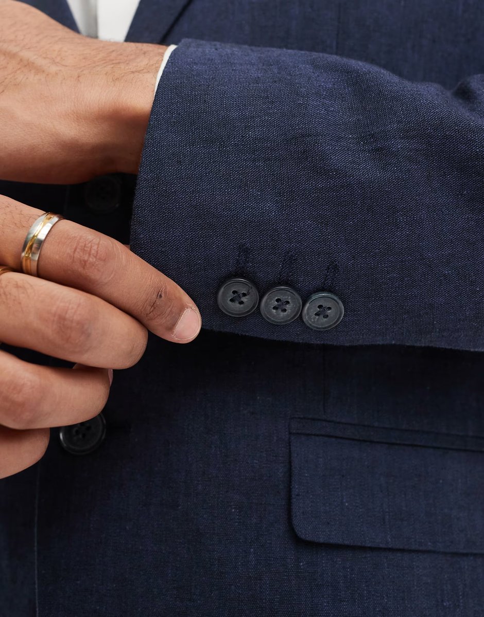 ASOS Jack & Jones Premium linen mix slim fit blazer in navy - 4