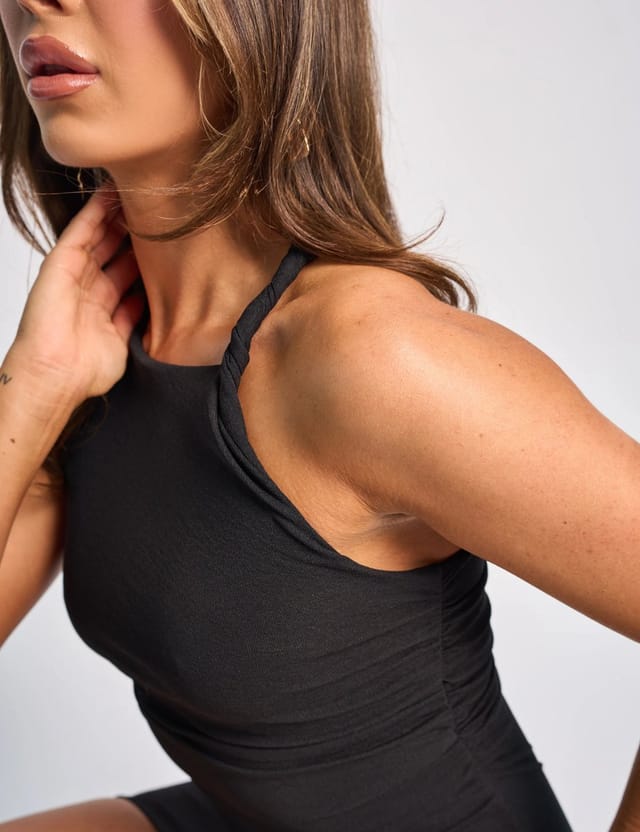 Public Desire Twist Shoulder Luxe Slinky Mini Dress Black - 2