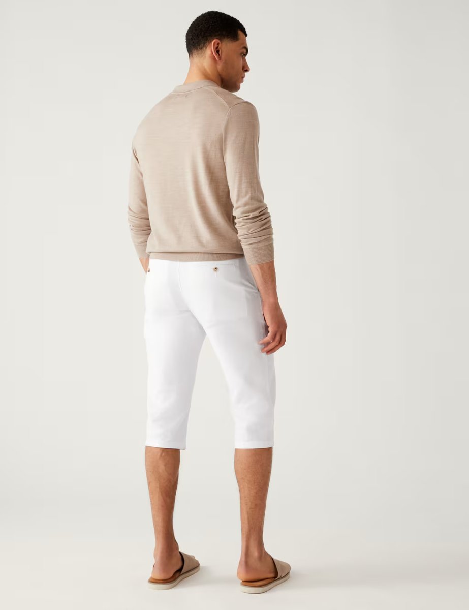 Marks & Spencer M&S Linen Blend 3/4 Leg Shorts White - 4