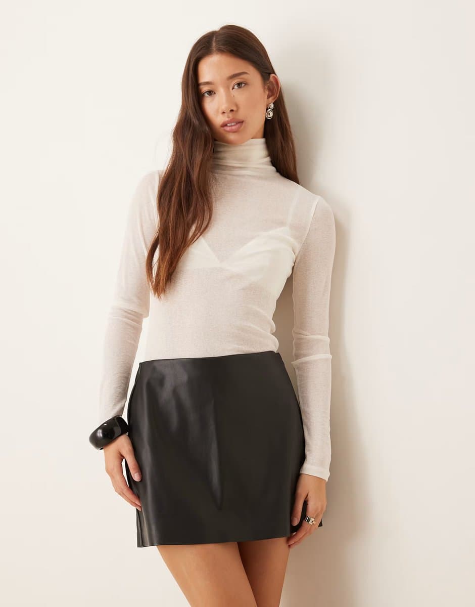 ASOS ASOS Abercrombie & Fitch Vegan Leather Mini Skirt in Black
