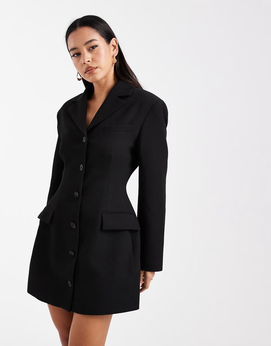 ASOS ASOS DESIGN cinch blazer mini dress in black - 2