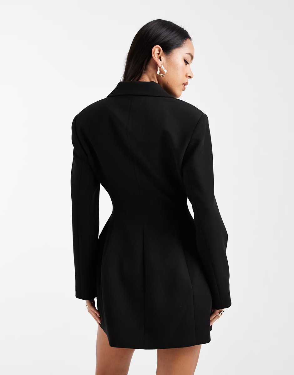 ASOS ASOS DESIGN cinch blazer mini dress in black - 3