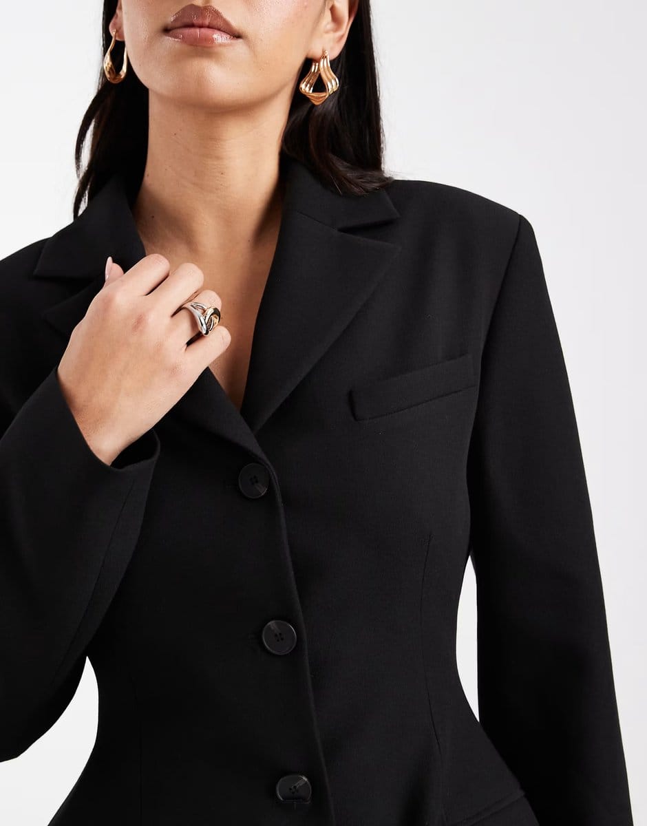 ASOS ASOS DESIGN cinch blazer mini dress in black - 4