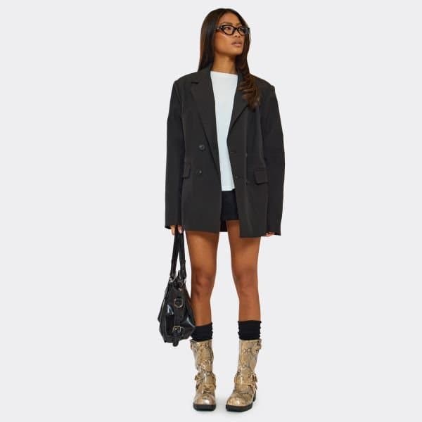 EGO EGO Snake Print Biker Boots with Ring Detail in Cream