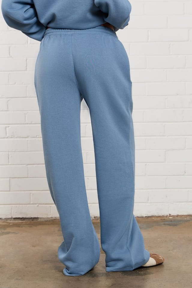 Kaiia Kaiia Jeans Embroidered Wide Leg Joggers Denim Blue - 3