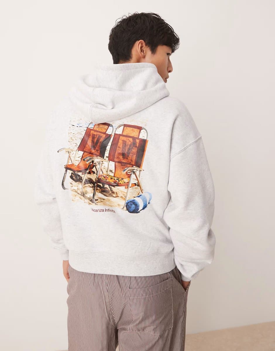 ASOS Cotton On Cropped zip up graphic hoodie in grey