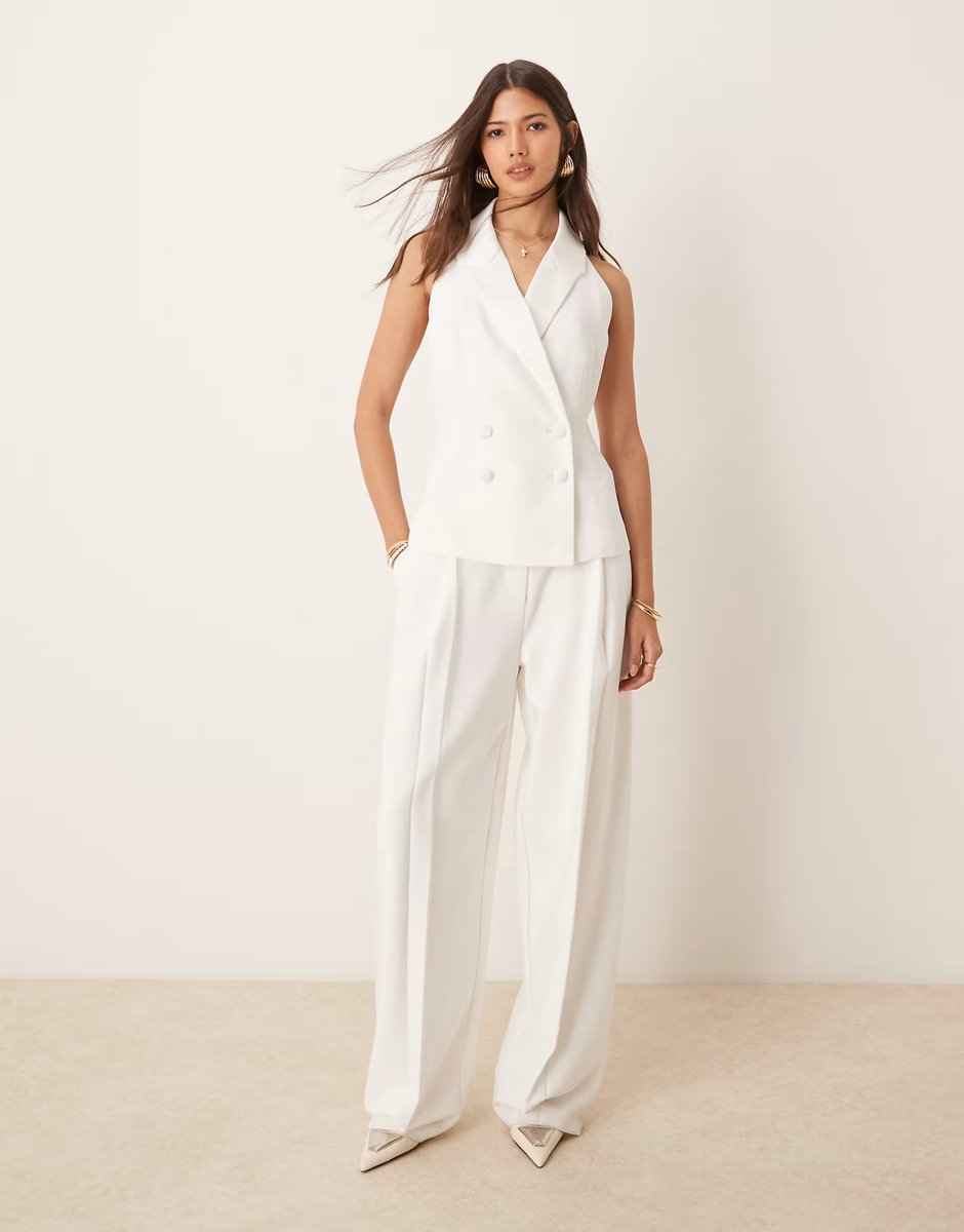 ASOS Miss Selfridge halter waistcoat in ivory - 3