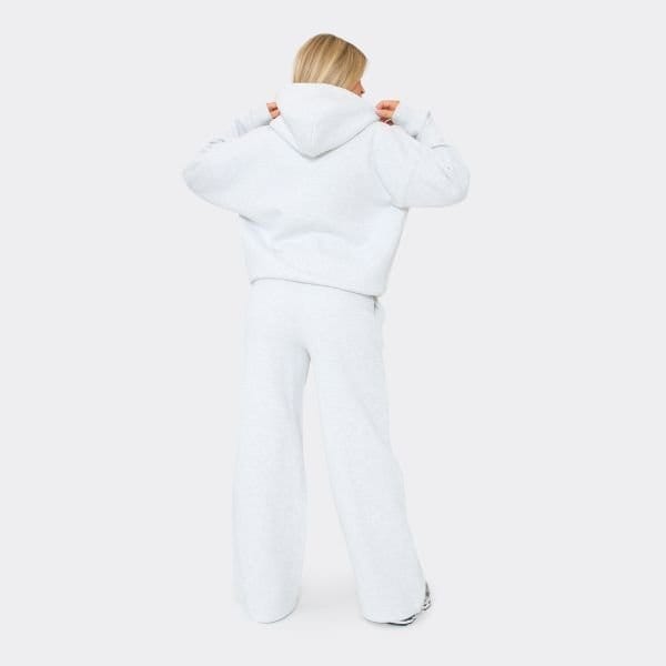 EGO Low Rise Essential Graphic Wide Leg Joggers In Light Grey Marl, Women's Size UK 6 - 2