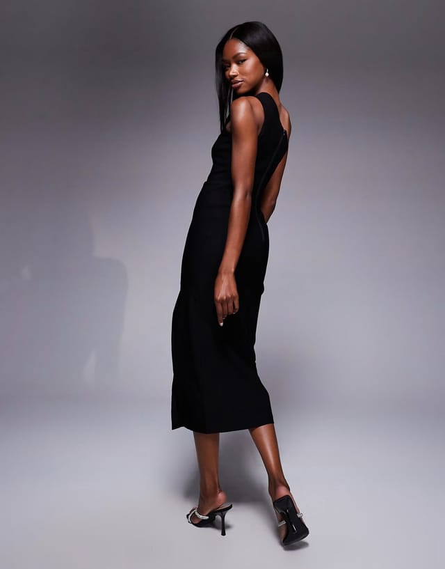 ASOS Vesper One shoulder cut out midaxi dress with thigh split in black - 3