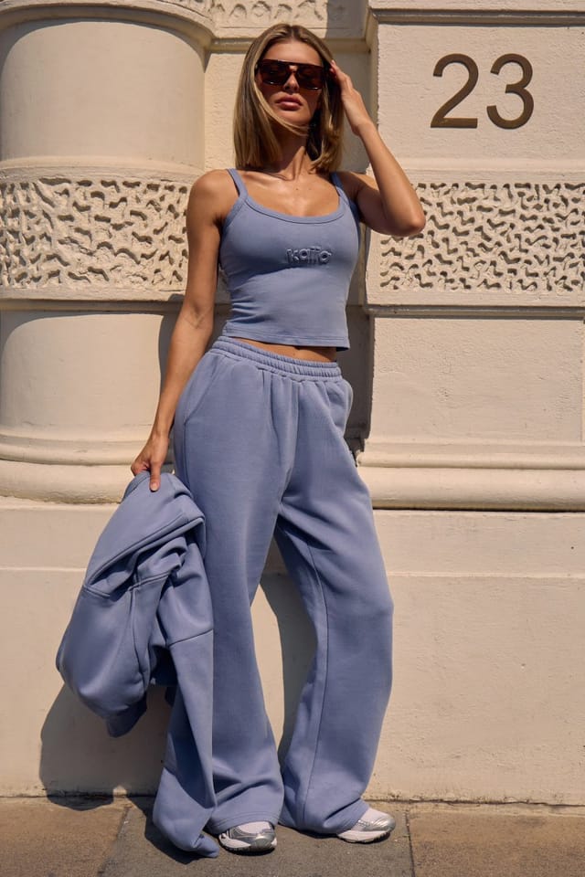 Kaiia Kaiia Embossed Logo Cami Top Vintage Blue - 3