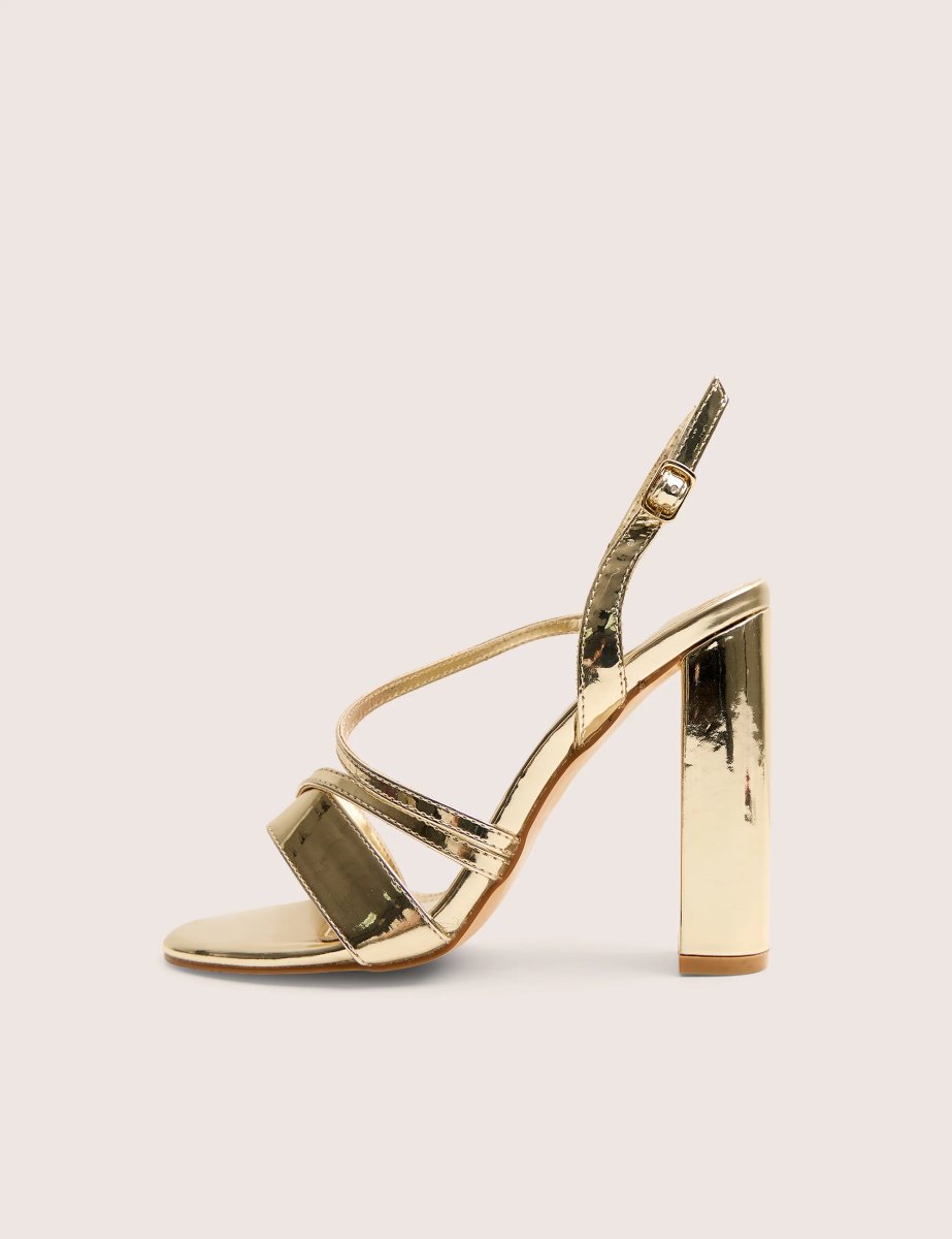 Public Desire Grove Gold Metallic Round Toe Block Heels - 3