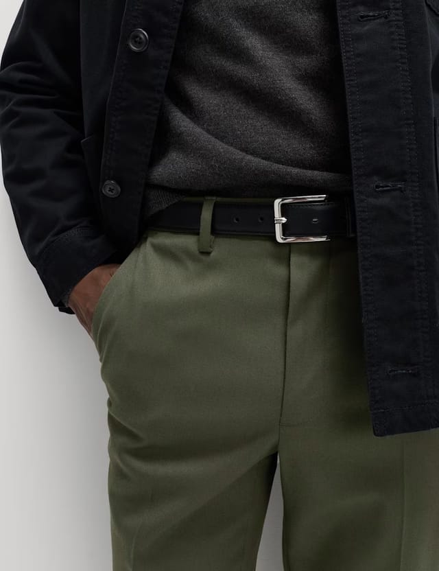 Marks & Spencer M&S Slim Fit Smart Stretch Trousers Dark Khaki - 2