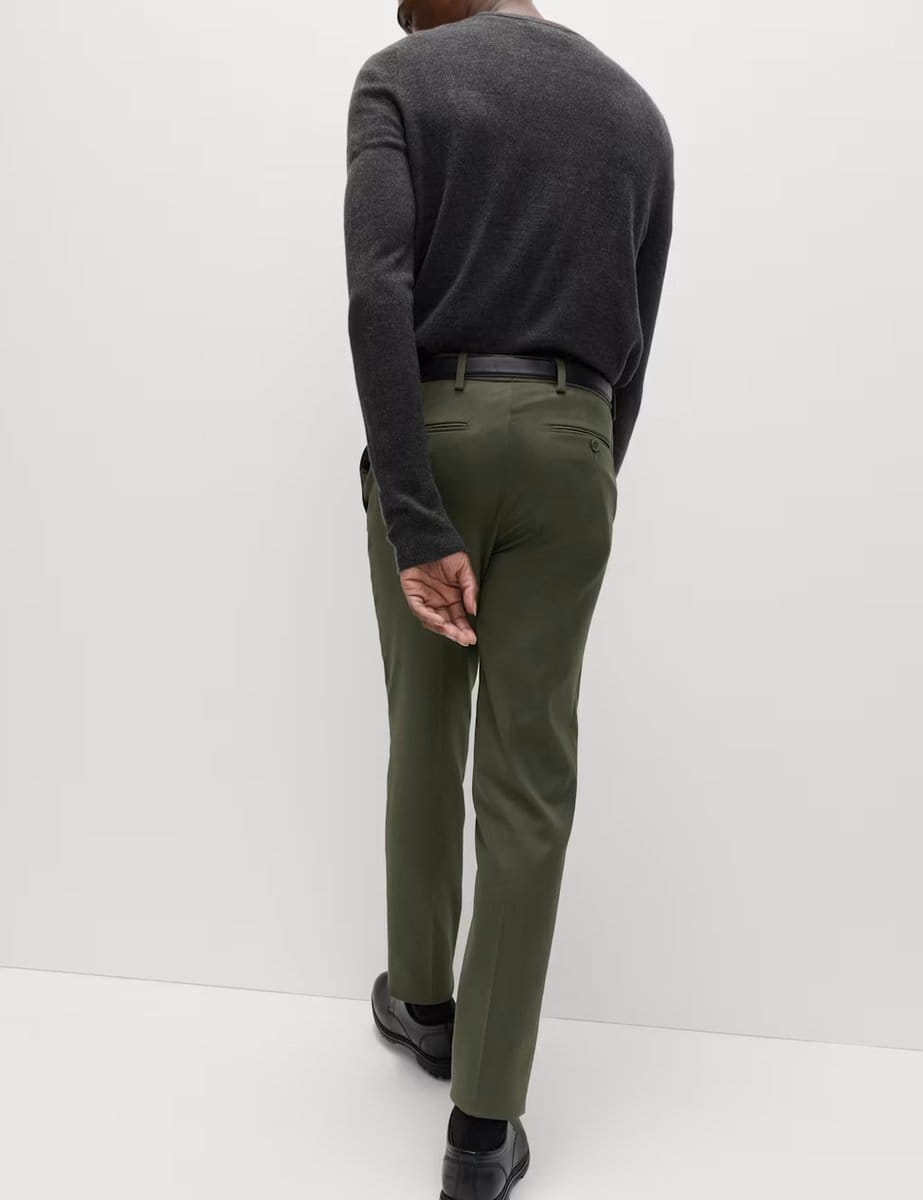 Marks & Spencer M&S Slim Fit Smart Stretch Trousers Dark Khaki - 4