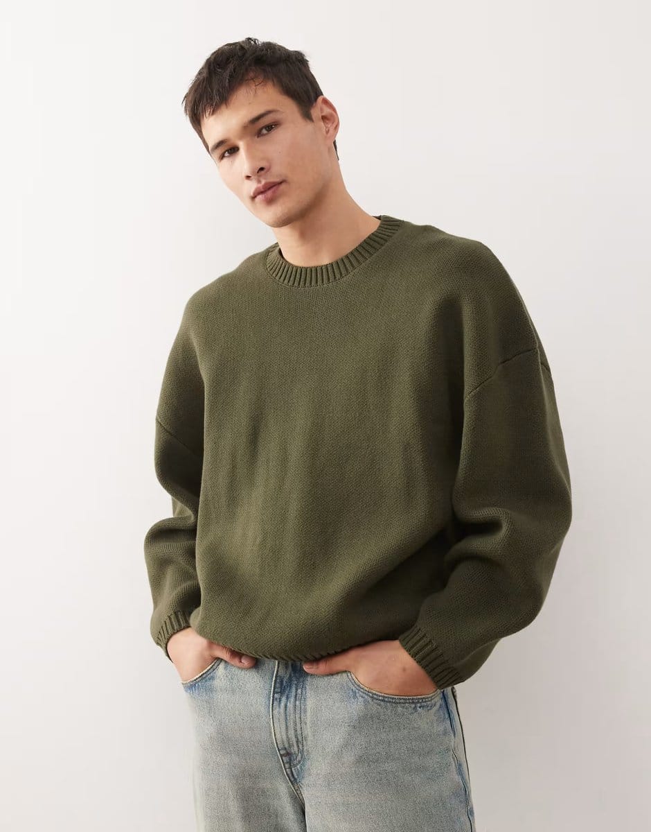 ASOS Weekday oversized jumper in khaki - 1