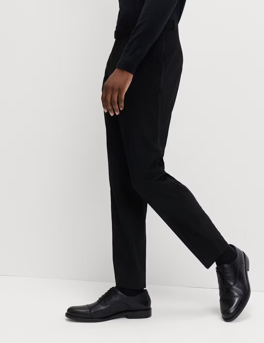 Marks & Spencer M&S Slim Fit Stretch Tuxedo Trousers Black