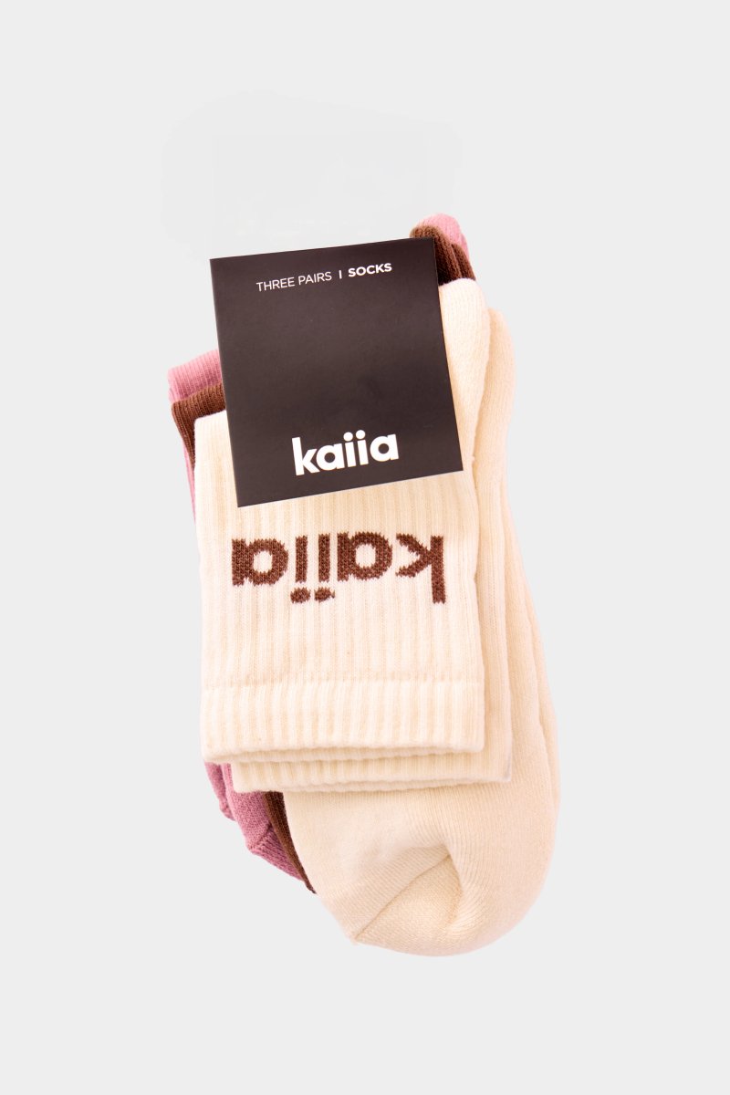 Kaiia Pack of Three Kaiia Logo Socks Multi - 4