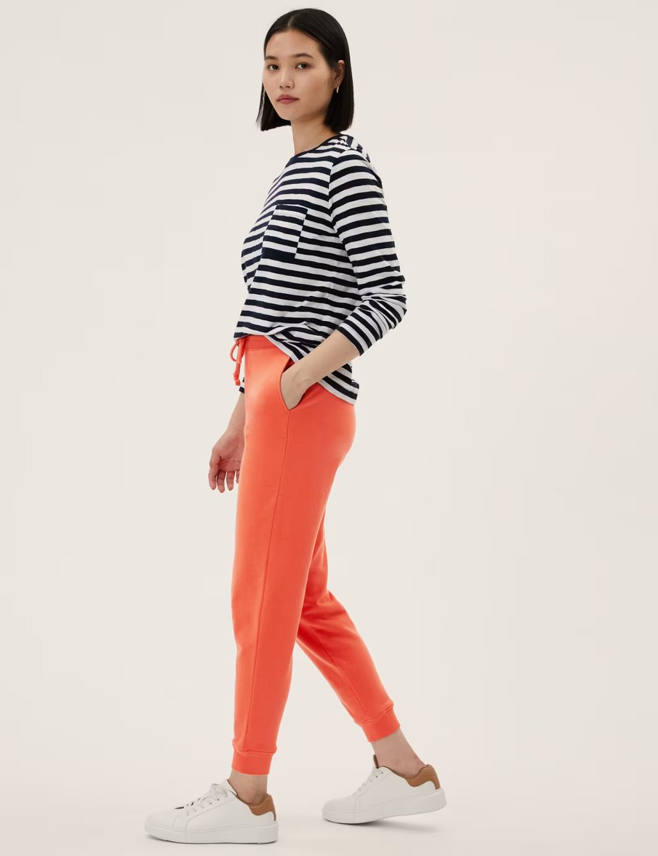 Marks & Spencer M&S The Cotton Rich Cuffed Joggers Mango - 2