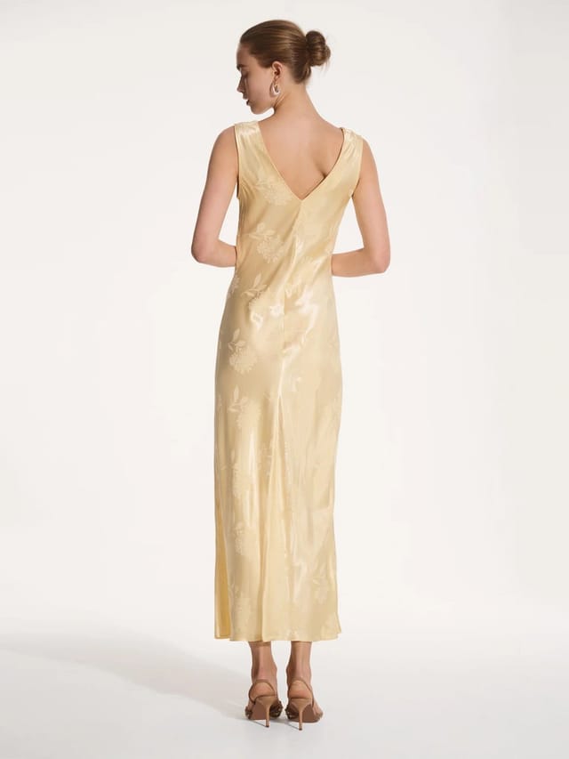 OMNES Iris Jacquard Dress in Vintage Yellow - 3
