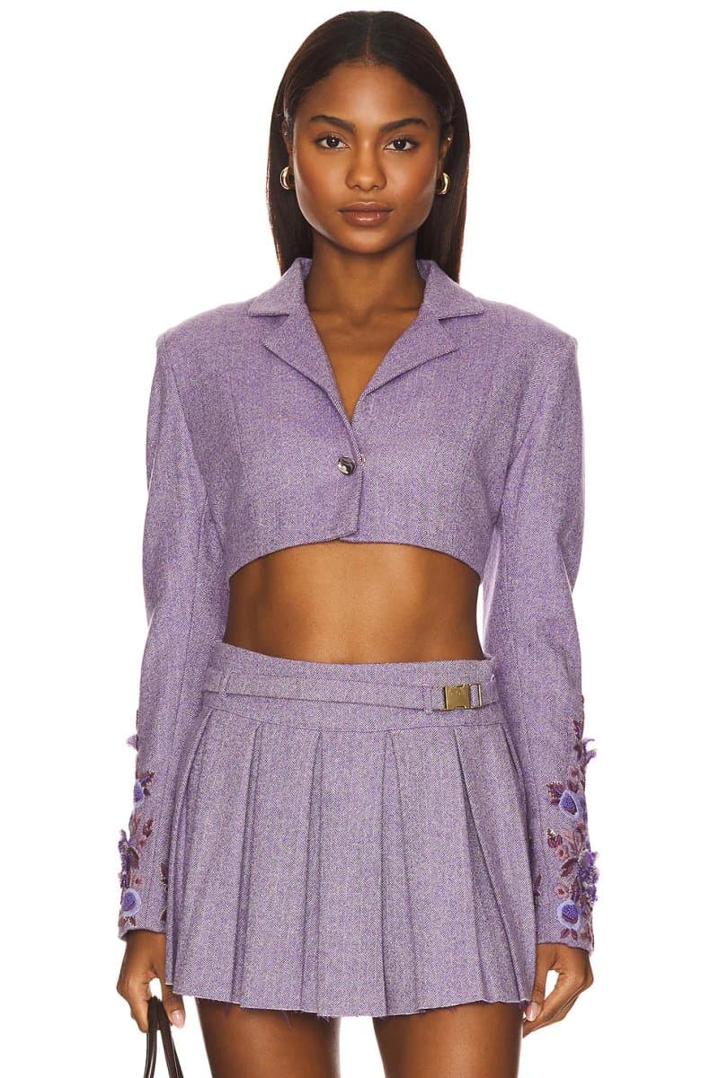 revolve Revolve LA FUORI Ultra Violet Tweed Mini Jacket