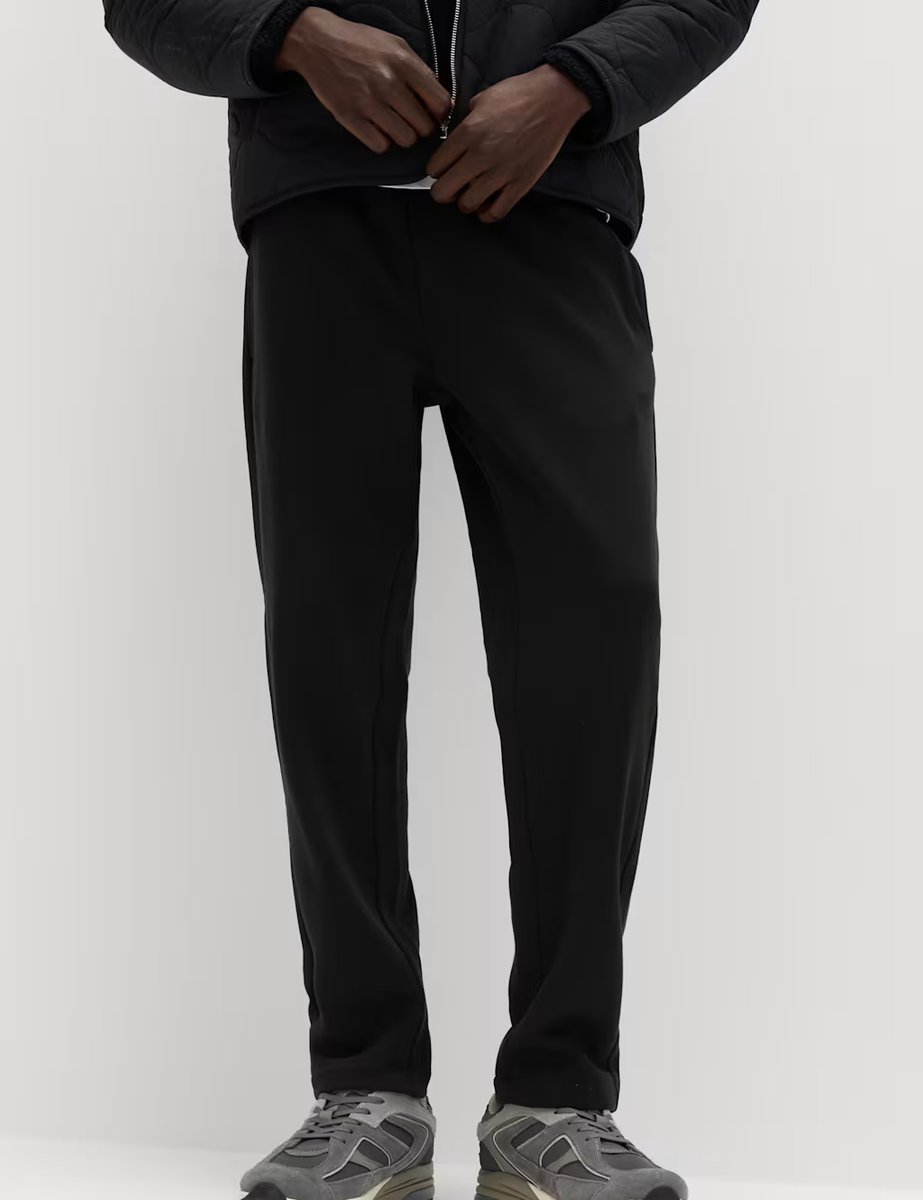 Marks & Spencer M&S Cotton Rich Relaxed Fit Straight Leg Joggers Black - 1