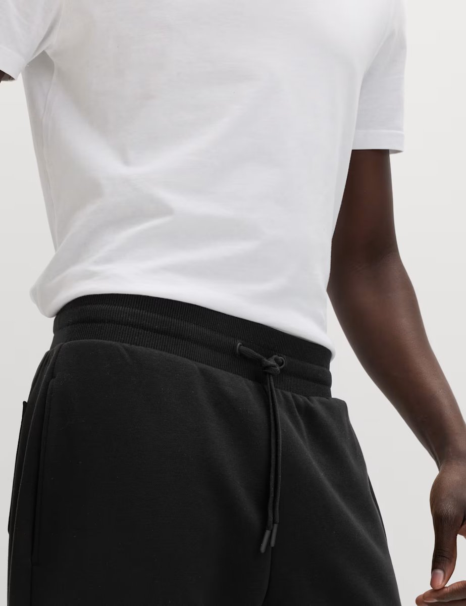 Marks & Spencer M&S Cotton Rich Relaxed Fit Straight Leg Joggers Black - 3