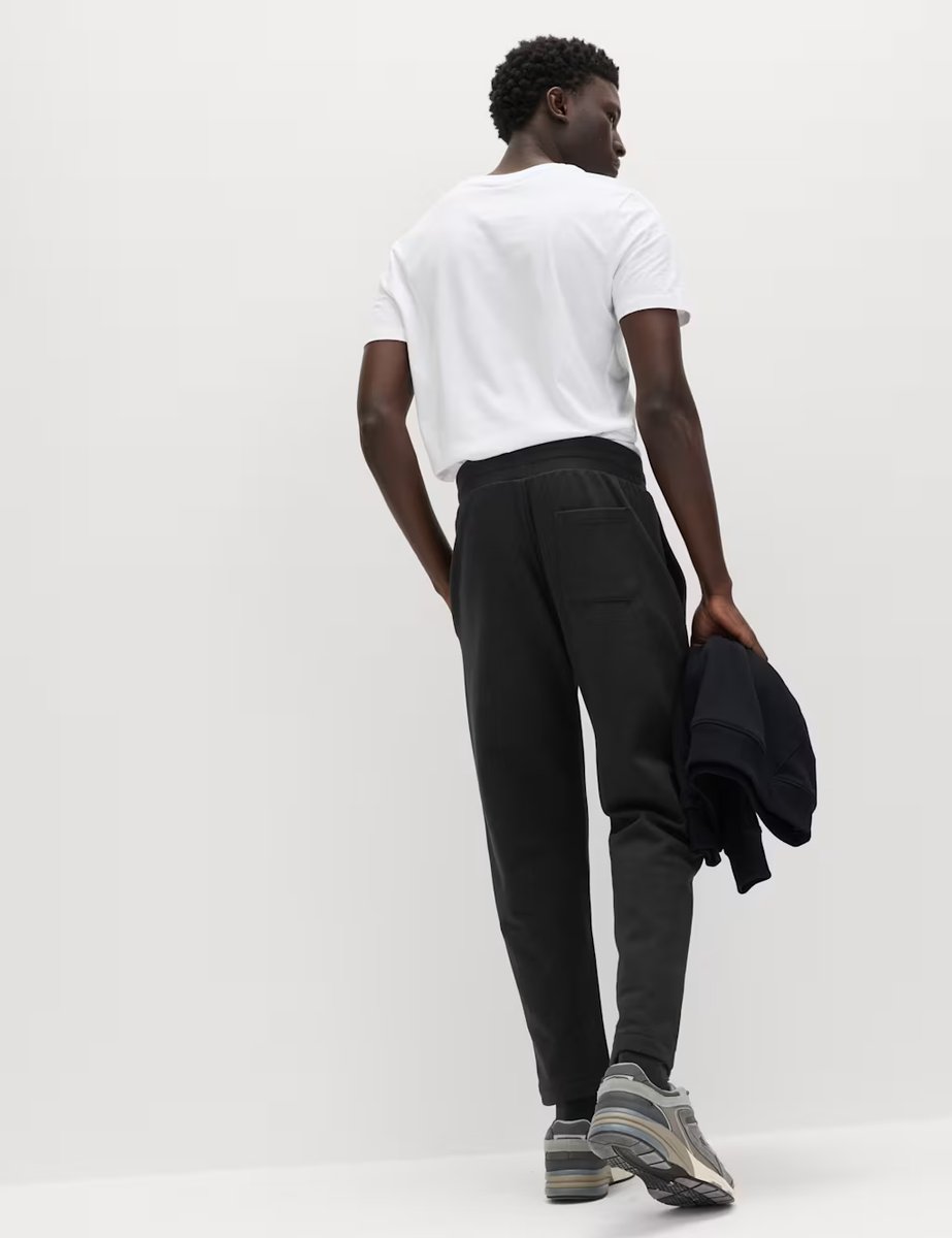 Marks & Spencer M&S Cotton Rich Relaxed Fit Straight Leg Joggers Black - 4