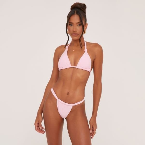 EGO EGO Pink Knot Detail Triangle Bikini Set