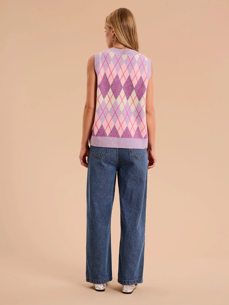 OMNES Matilda Button Through Vest in Purple - 2