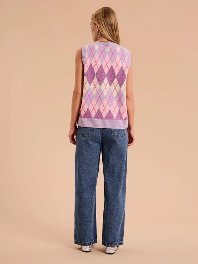 OMNES Matilda Button Through Vest in Purple - 2