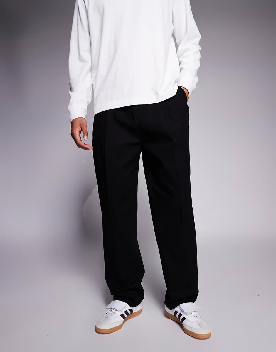 ASOS HUGO RED Zenar pleated tailored trousers in black