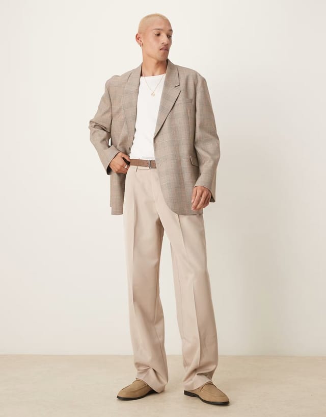 ASOS ASOS DESIGN slouchy oversized blazer in brown check - 2