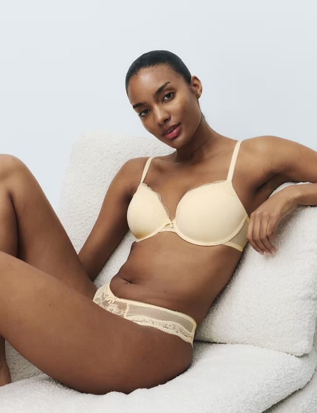 Marks & Spencer M&S Jasmine Lace Wired Demi Cup Bra (A-E) Dark Cream - 3