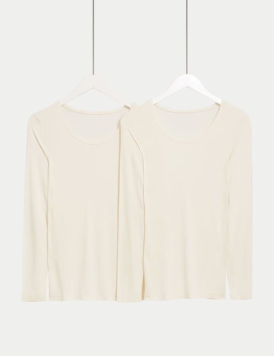Marks & Spencer M&S 2 Pack Heatgen™ Thermal Long Sleeve Tops Cream
