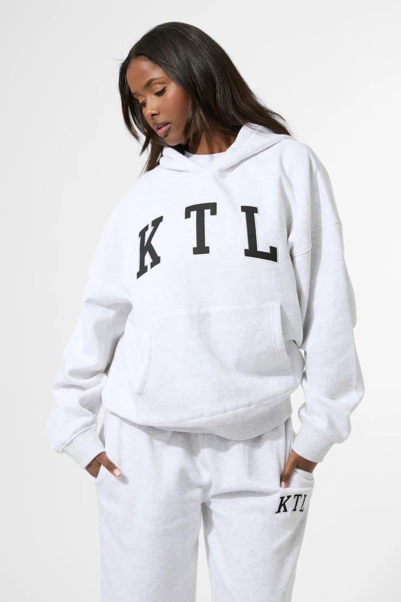 Kaiia Kaiia Light Grey Marl Logo Oversized Hoodie
