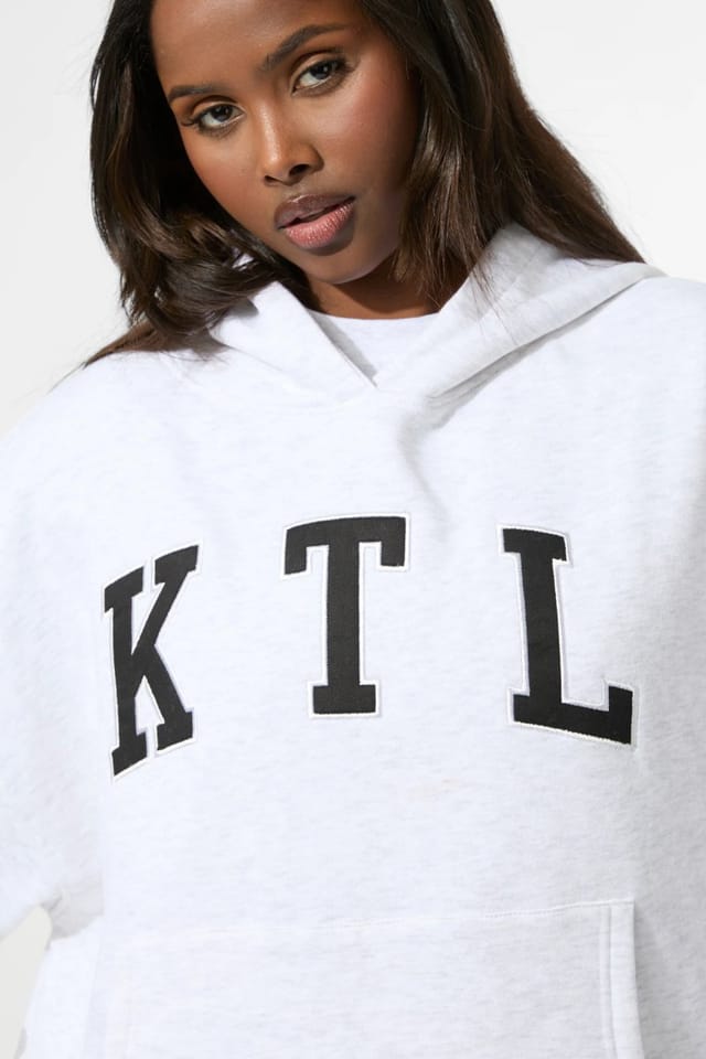 Kaiia Kaiia KTL Logo Oversized Hoodie Light Grey Marl - 2