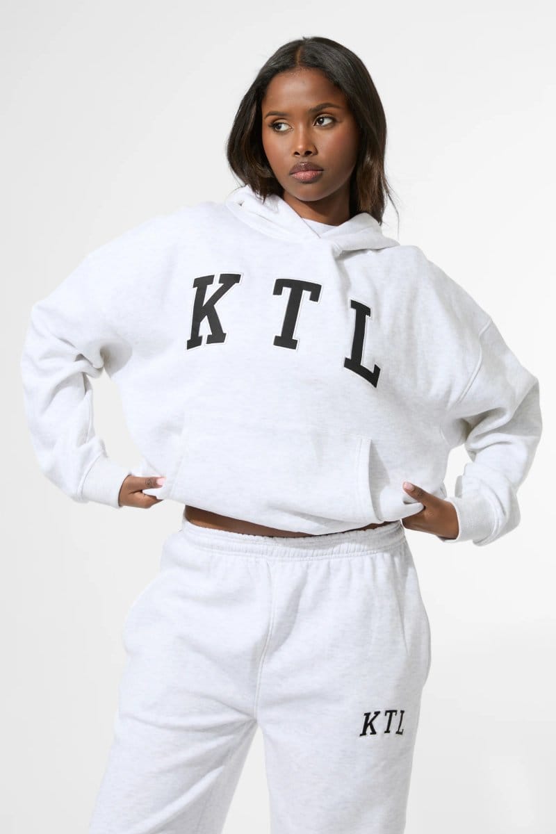 Kaiia Kaiia KTL Logo Oversized Hoodie Light Grey Marl - 4
