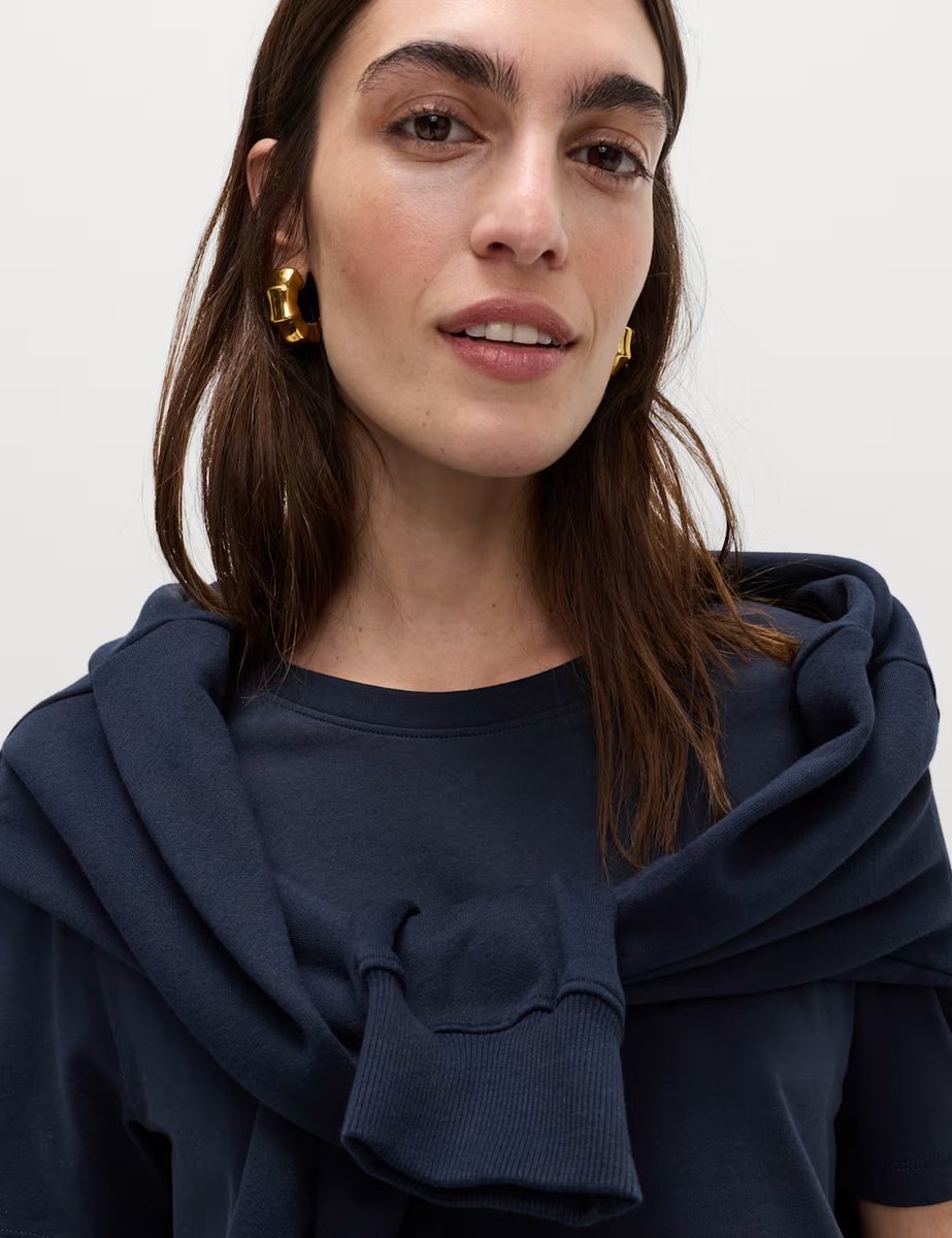 Marks & Spencer M&S Pure Cotton Everyday Fit T-Shirt Navy - 2