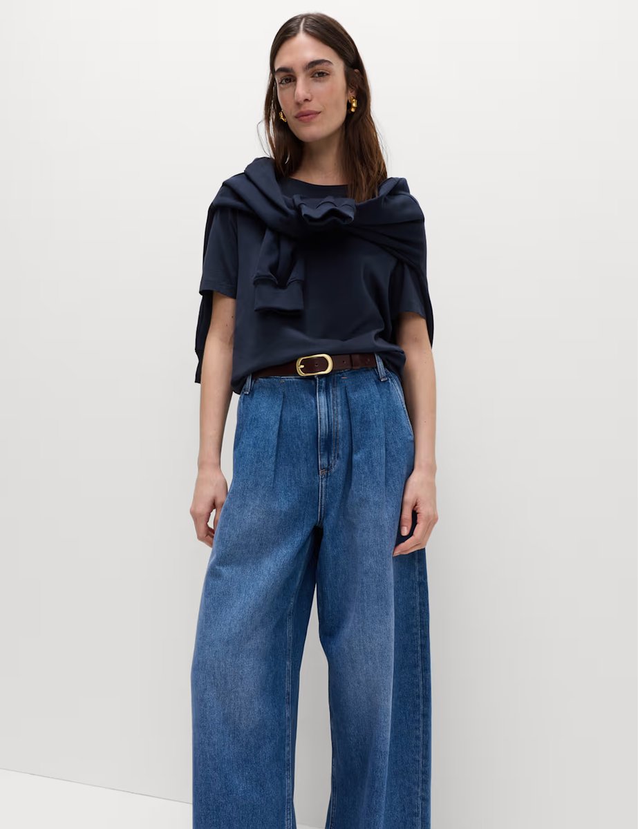 Marks & Spencer M&S Pure Cotton Everyday Fit T-Shirt Navy - 3