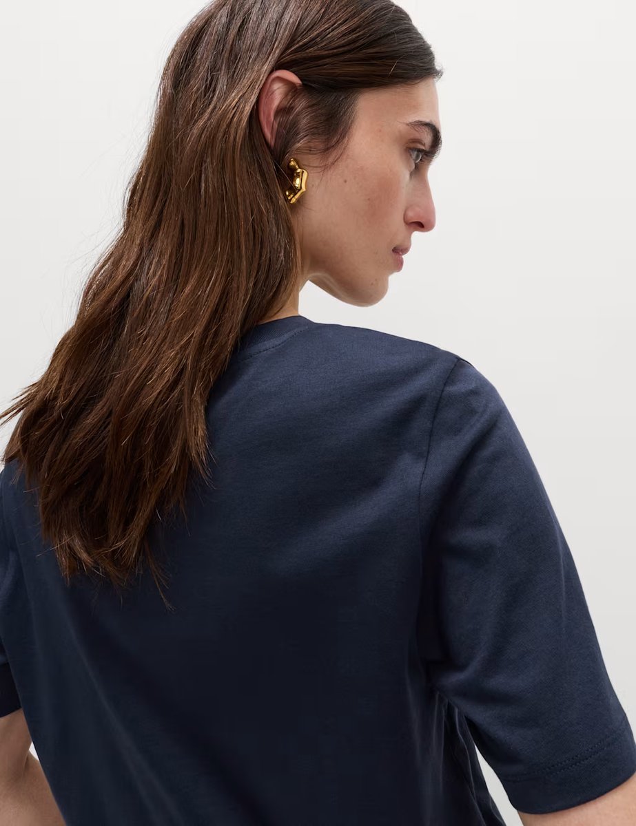 Marks & Spencer M&S Pure Cotton Everyday Fit T-Shirt Navy - 4