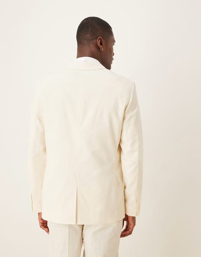 ASOS ASOS DESIGN linen look slim suit jacket in ecru - 2