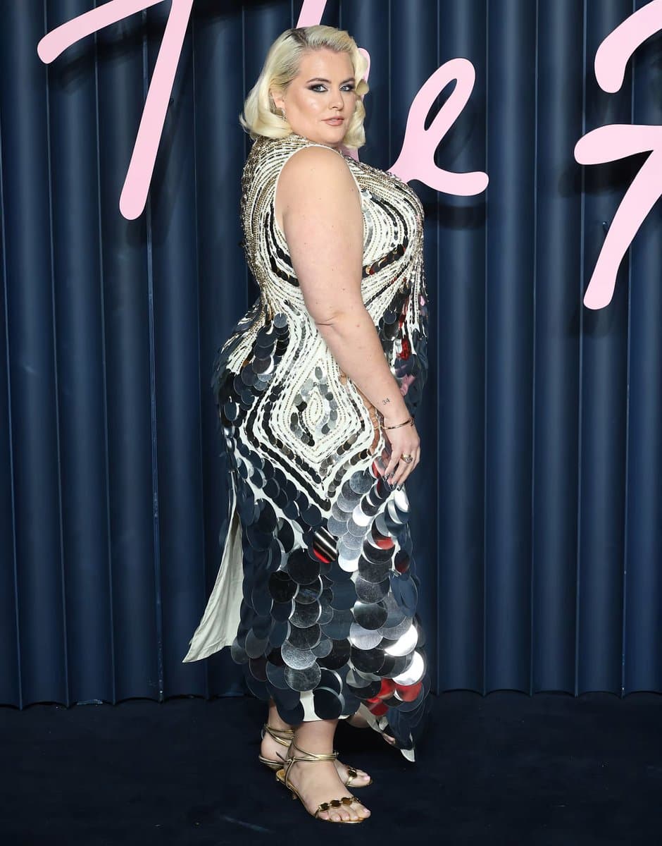 ASOS ARRANGE Curve wavey linear embellished high neck square hem maxi dress