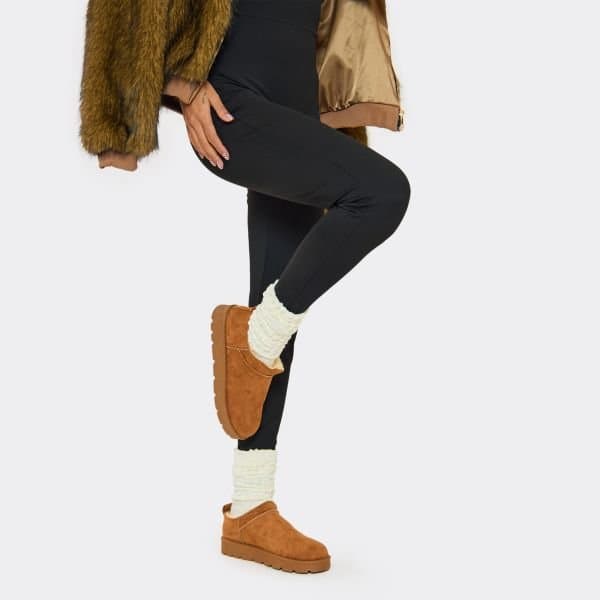 EGO Cola Cola Faux Fur Lining Mini Ankle Boot In Chestnut Faux Suede, Women's Size UK 3
