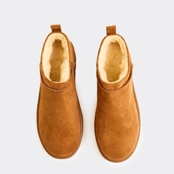 EGO Cola Cola Faux Fur Lining Mini Ankle Boot In Chestnut Faux Suede, Women's Size UK 3 - 2