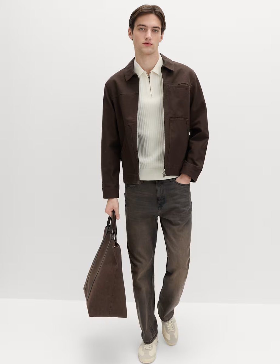 Marks & Spencer M&S Cotton Rich Ribbed Knitted Zip Up Polo Shirt Ivory - 3