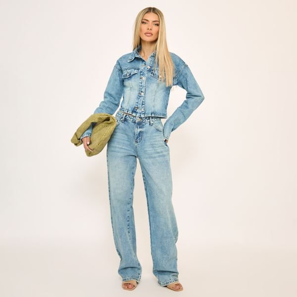 EGO Low Rise Barrel Jeans In Blue Denim, Women's Size UK 6 - 2